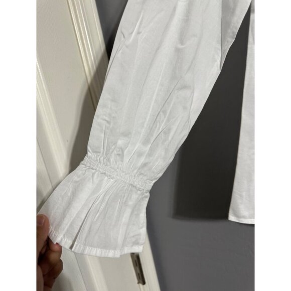 NYDJ White Long Sleeve Lace Detail Cotton Blouse XXS NWOT - Picture 3 of 8